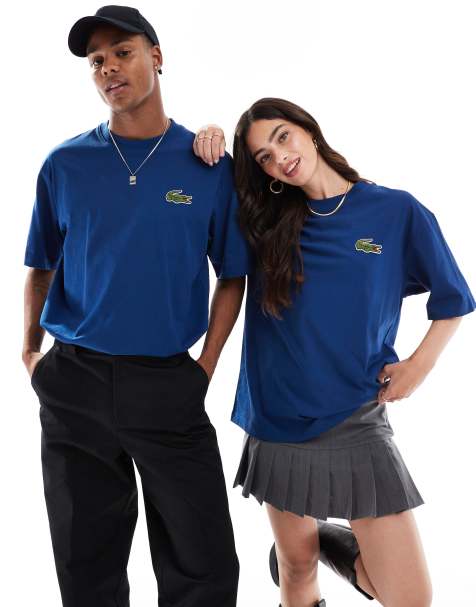 Lacoste – Unisex-T-Shirt in Blau mit markentypischem Logo - view 1
