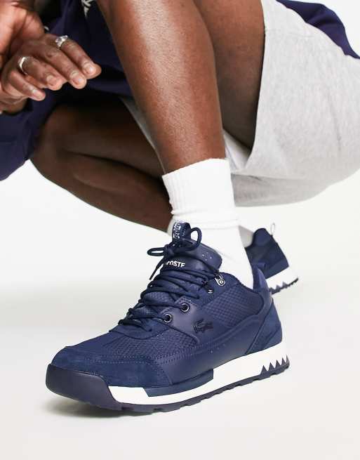 Lacoste - Urban Breaker - Leren sneakers in marineblauw met gebroken wit