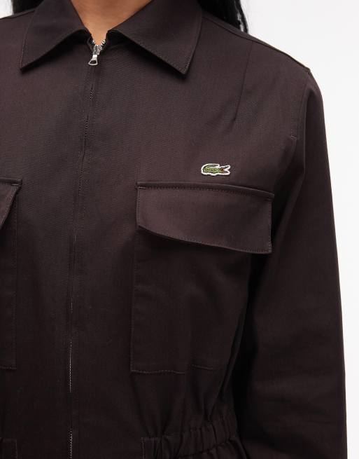 Lacoste utility playsuit in brown, 3 of 4