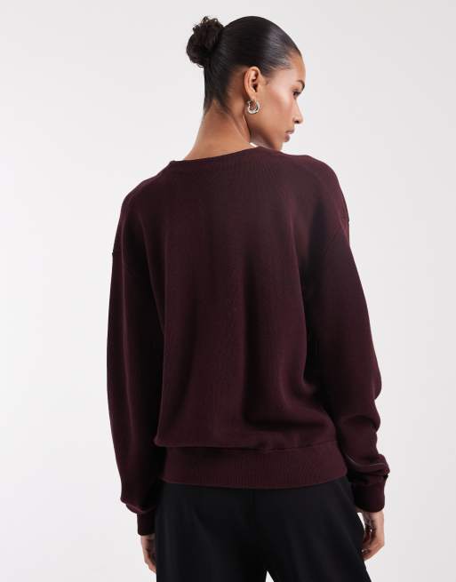 Lacoste V neck cardigan in burgundy, 4 of 4