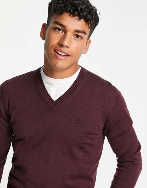 Lacoste v neck jumper sale