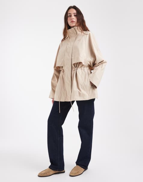 Lacoste vattenavvisande mellanlång parkasjacka i beige - view 1