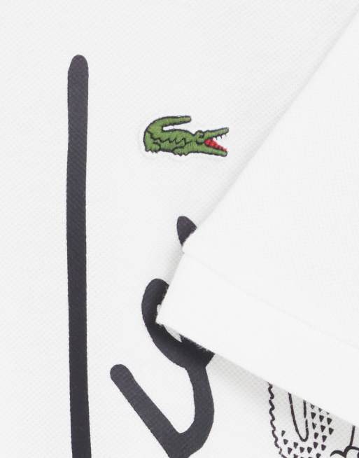 Lacoste vertical script polo in white, 3 of 4