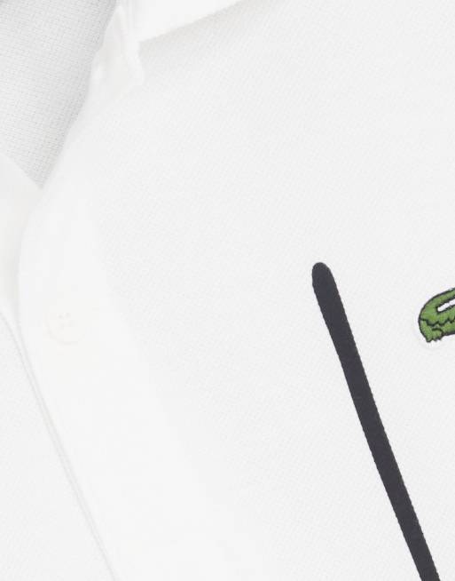 Lacoste vertical script polo in white, 4 of 4