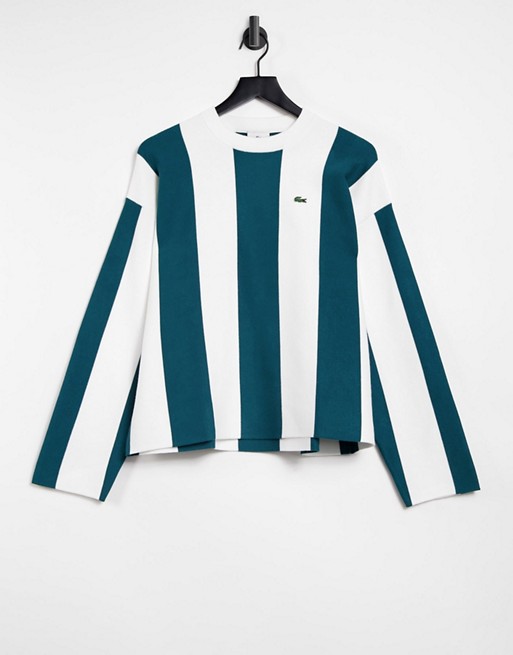 Lacoste vertical stripe long sleeve t-shirt in multi