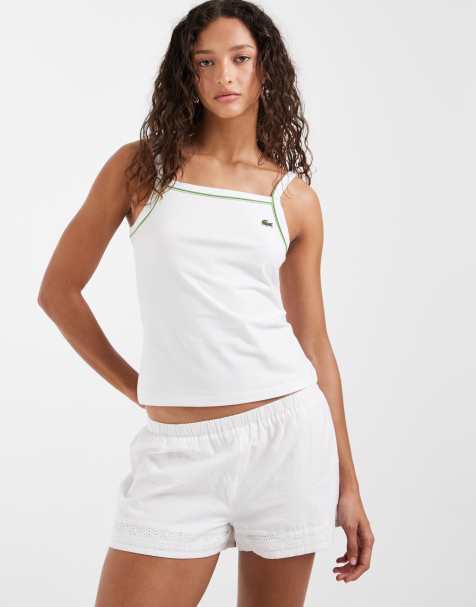 Lacoste vest top with contrast piping in white