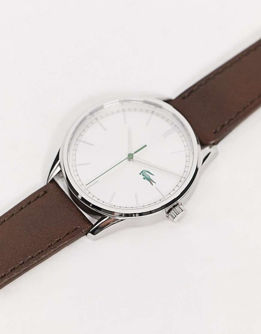 Lacoste - Vienna - Rundt armbåndsur til mænd i brun og sølv
