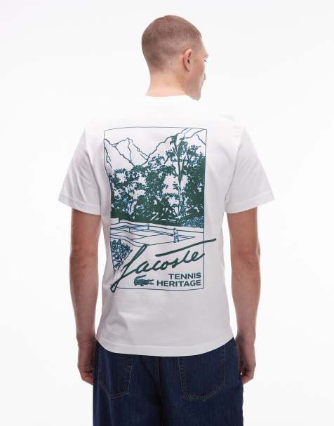 Lacoste – Vit t-shirt med tryck baktill - view 1