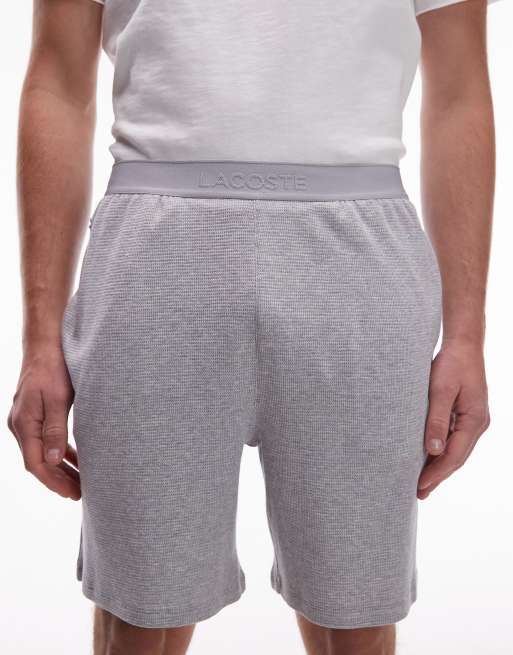 Lacoste waffle loungewear shorts in grey, 4 of 5