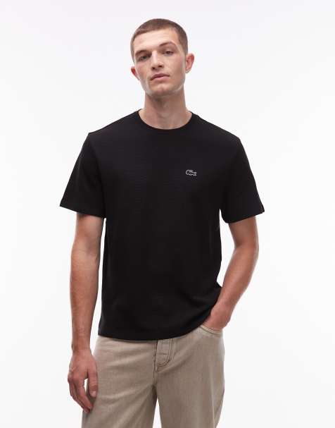 Lacoste waffle loungewear t-shirt in black