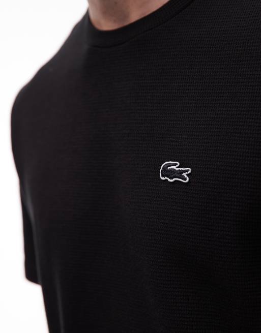 Lacoste waffle loungewear t-shirt in black, 5 of 5