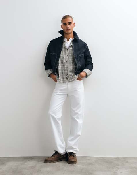 Lacoste washed denim zipped jacket in dark wash - view 1