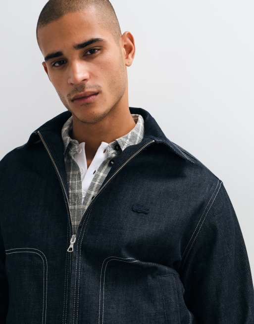 Lacoste washed denim zipped jacket in dark wash , 4 of 5