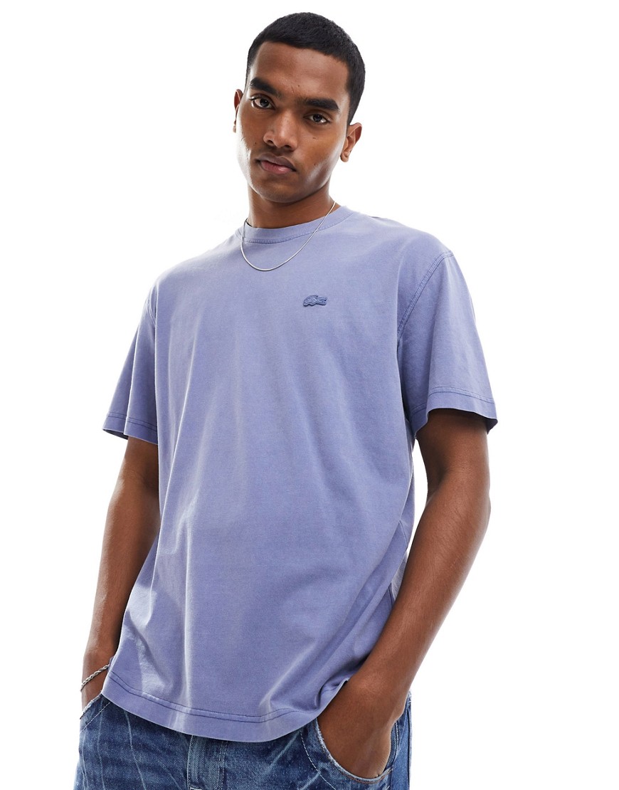 Lacoste washed short sleeve t-shirt with tonal logo-Blue