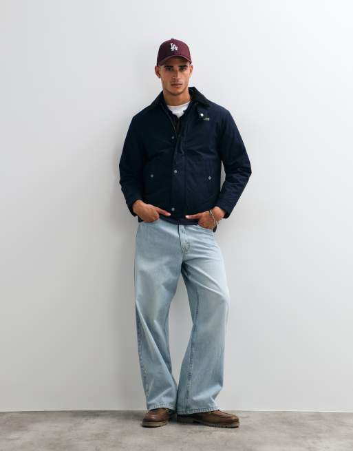 Lacoste water repellant cord collar jacket in navy, 2 of 5