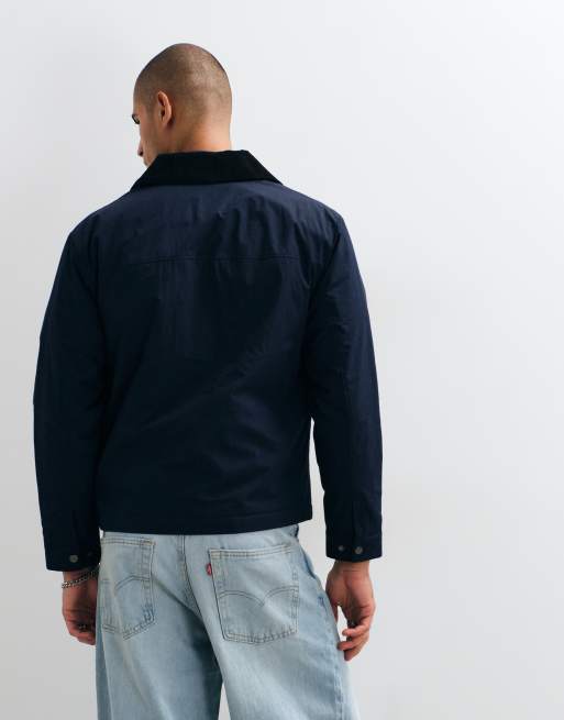 Lacoste water repellant cord collar jacket in navy, 3 of 5