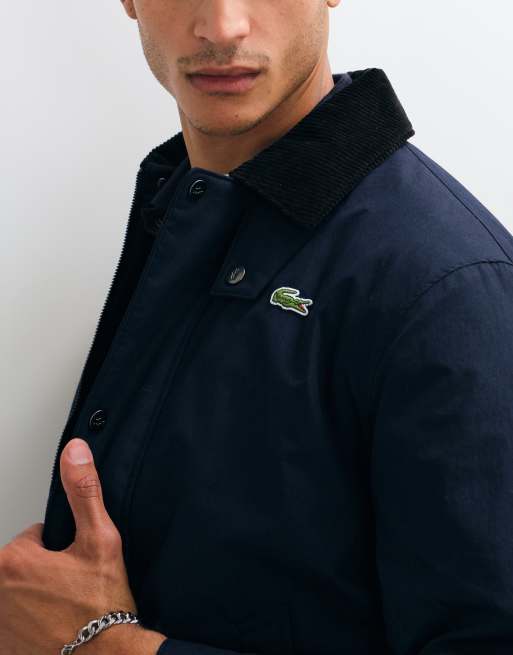 Lacoste water repellant cord collar jacket in navy, 4 of 5