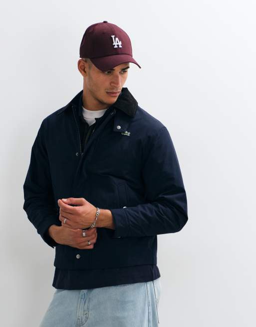 Lacoste water repellant cord collar jacket in navy, 5 of 5