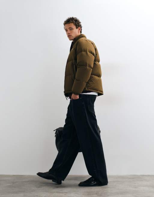 Lacoste water repellent down jacket with packable hood in brown , 3 of 5