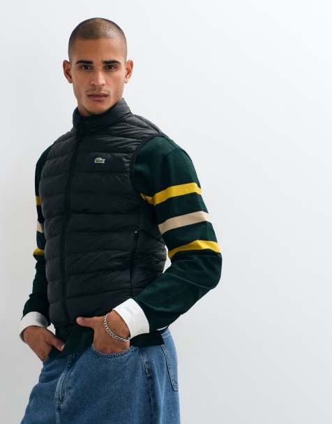 Lacoste water repellent ripstop zip up vest in black - view 1
