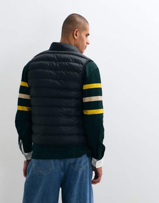 Lacoste water repellent ripstop zip up vest in black, 4 of 5