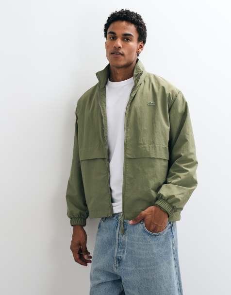 Lacoste water repellent windbreaker jacket in khaki - view 1