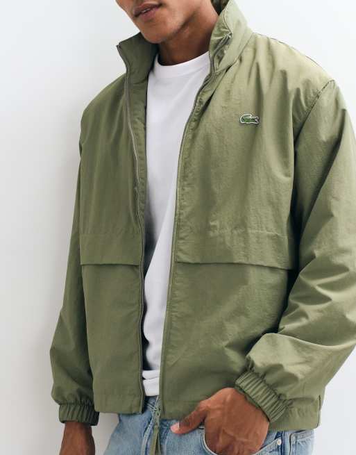Lacoste water repellent windbreaker jacket in khaki, 2 of 5