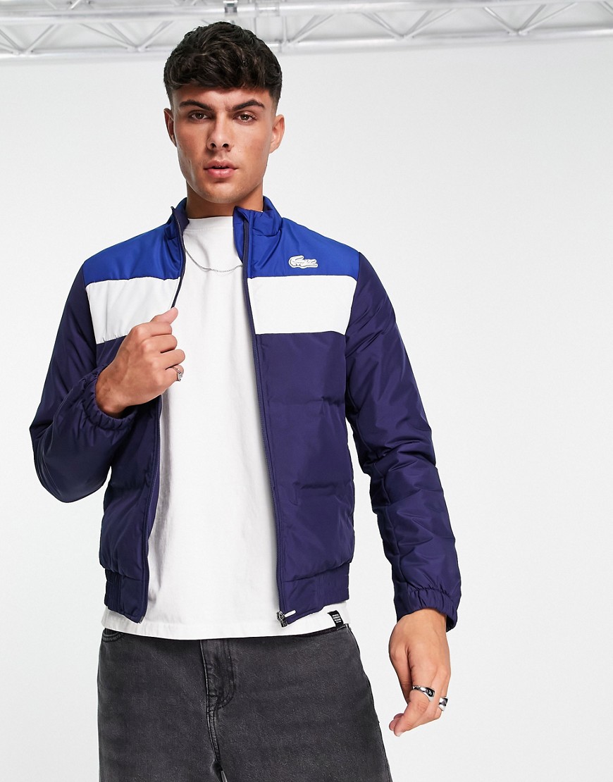Lacoste water resistant quilted jacket in navy