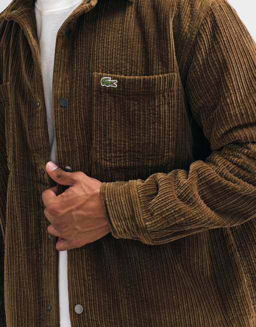 Lacoste wattierte Cord-Hemdjacke in Braun, 5 von 5