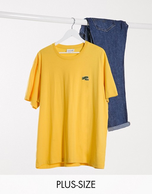 Lacoste wave text logo pima cotton t-shirt in yellow