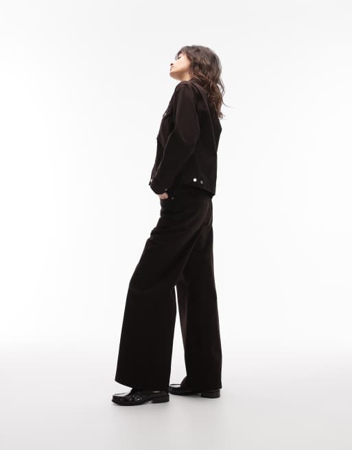 Lacoste wide leg jeans in brown (part of a set), 3 of 5