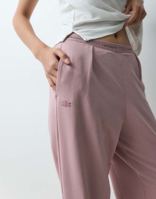 Lacoste wide leg lounge pants in mauve, 5 of 5