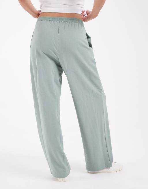 Lacoste wide leg lounge pants in sage , 2 of 5