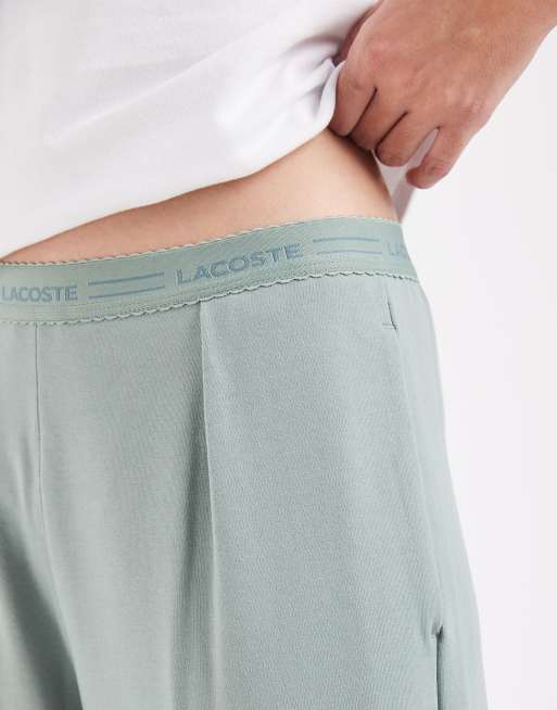 Lacoste wide leg lounge pants in sage , 5 of 5