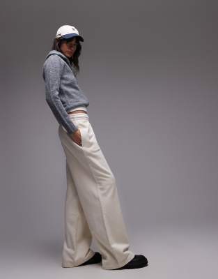 Lacoste wide leg sweat pants in cream-White