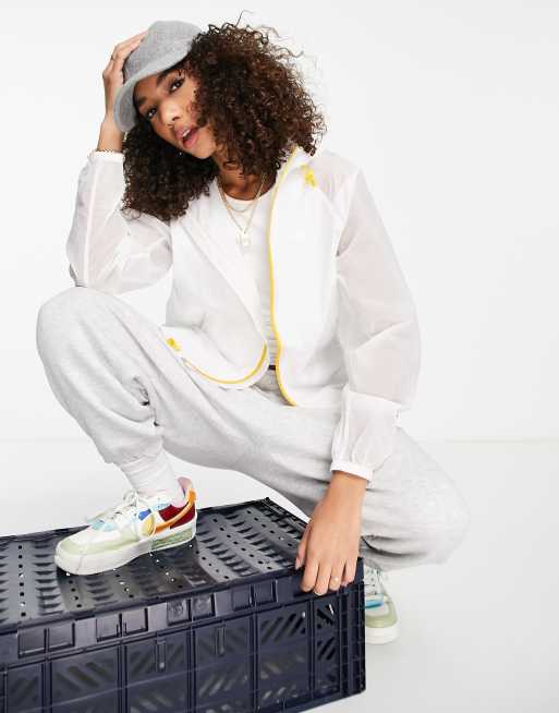 Lacoste - Windjack met rits in wit met geel