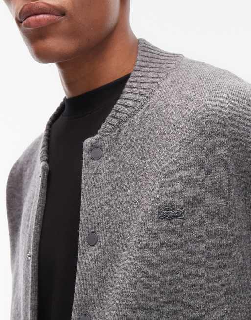 Lacoste wool bomber jacket in grey, 5 of 5