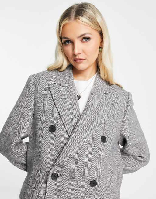 Lacoste wool double breasted longline coat in grey ASOS