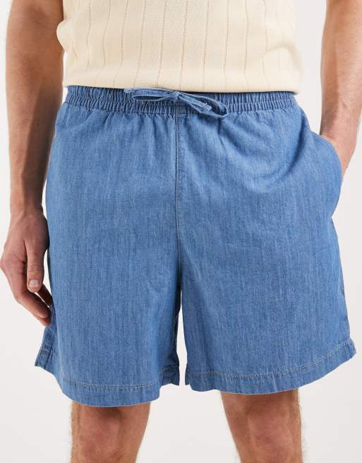 Lacoste woven chambray shorts in light blu, 4 of 5
