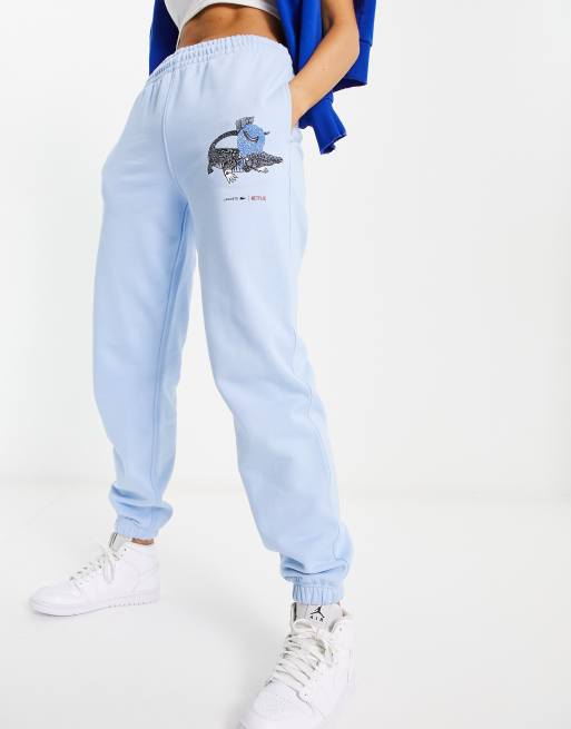 Lacoste x Bridgerton joggers in light blue