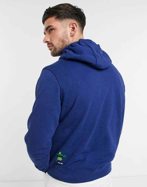 Lacoste X Jeremyville chest logo hoodie in navy