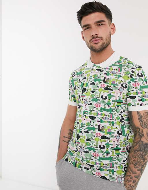 Lacoste X Jeremyville print pique polo in green ASOS