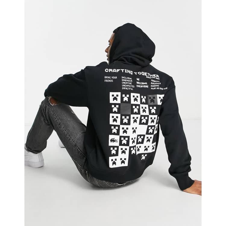 Lacoste x Minecraft back print hoodie in black