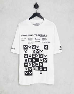 Lacoste x Minecraft back print t-shirt in white
