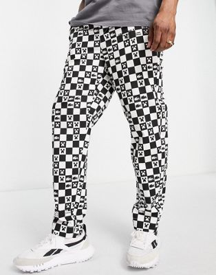 Lacoste x Minecraft check trousers in black