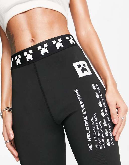 Lacoste x Minecraft – Czarne legginsy z nadrukiem, 3 z 4