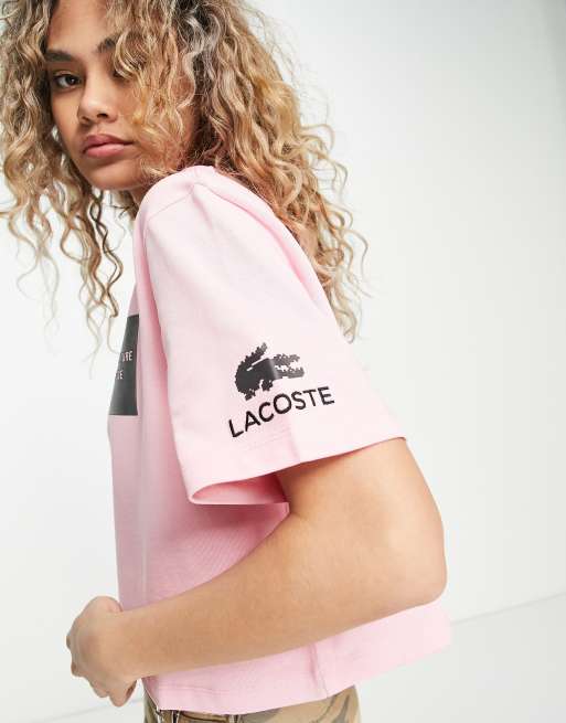 Lacoste x Minecraft – T-Shirt in Rosa mit Grafik
