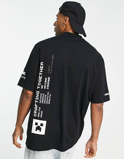 Lacoste x Minecraft – T-Shirt in Schwarz mit Rückenprint | ASOS