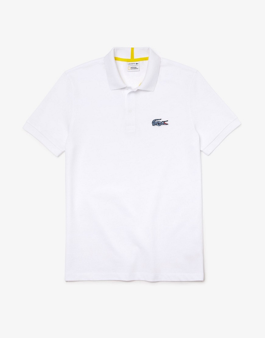 Lacoste x National Geographic frog croc logo polo in white