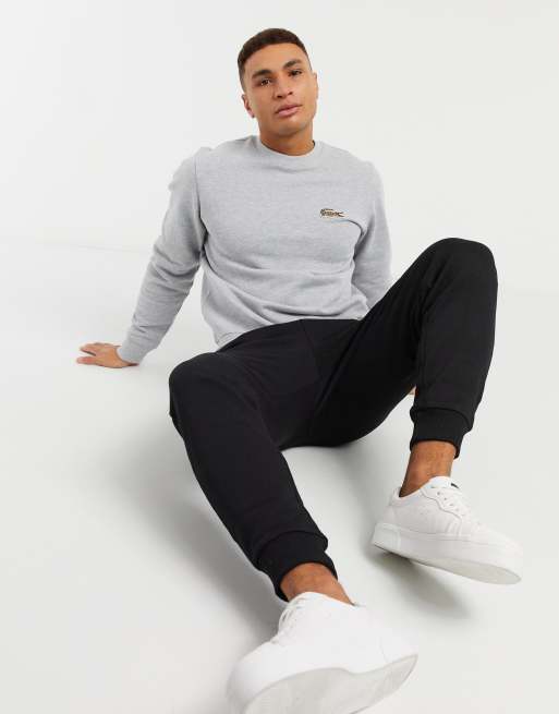 Lacoste x National Geographic leopard croc logo sweatshirt in gray